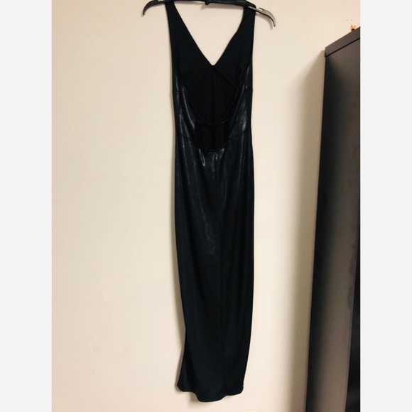 Sexy Metallic Black Halter Style Dress L - Picture 4 of 5